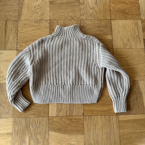 & Other Stories XS Wool Chunky Knit Cropped Sweater Tan Cream Pullover - Picture 2 of 6